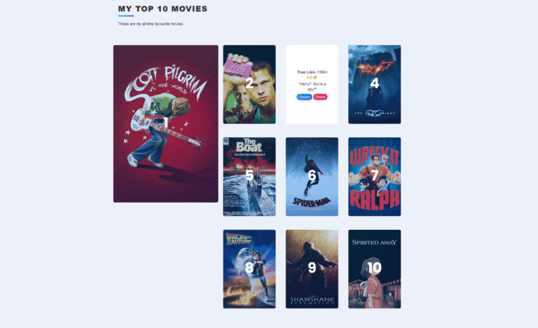 Code Project – Python – Flask Top Ten Movies Site
