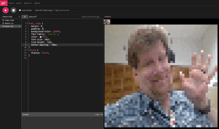 Code Project – JavaScript – Pixel Camera