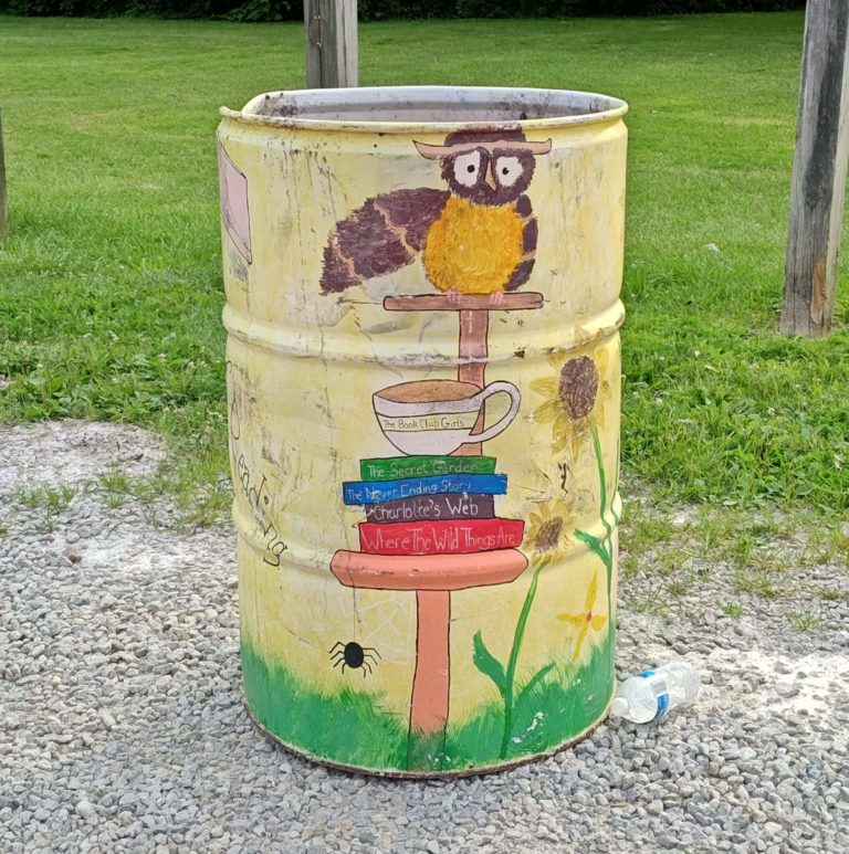 Owl Trash Can @ Cannon Park, Decatur, Illinois