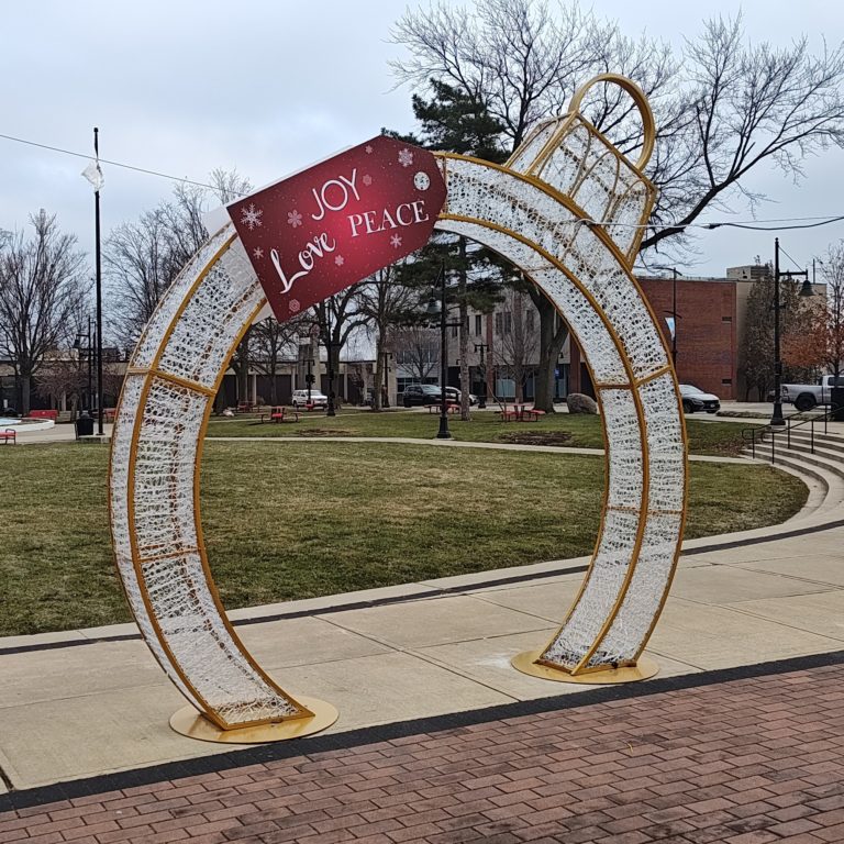 Joy Love Peace Ornament Arch, Central Park, Decatur, IL